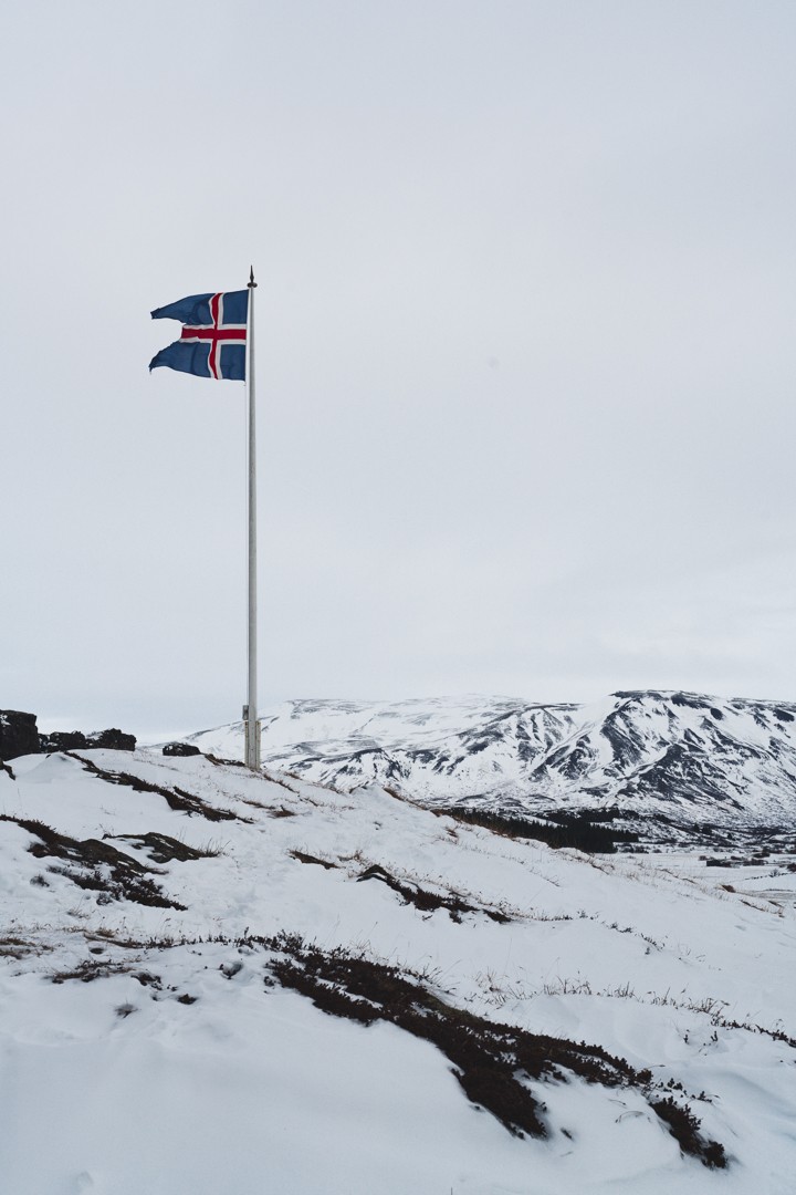 Iceland Flag in Thingvellir National Park