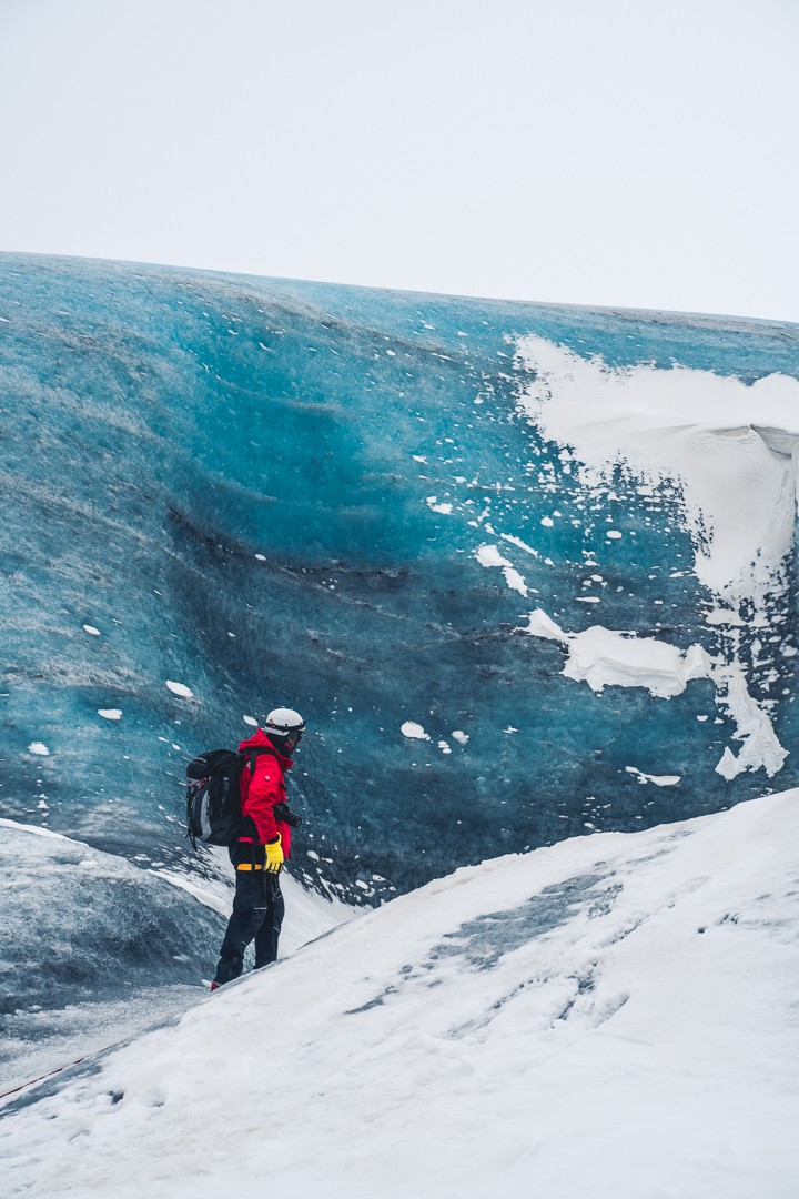 Blue Glacier Red Jacket Iceland