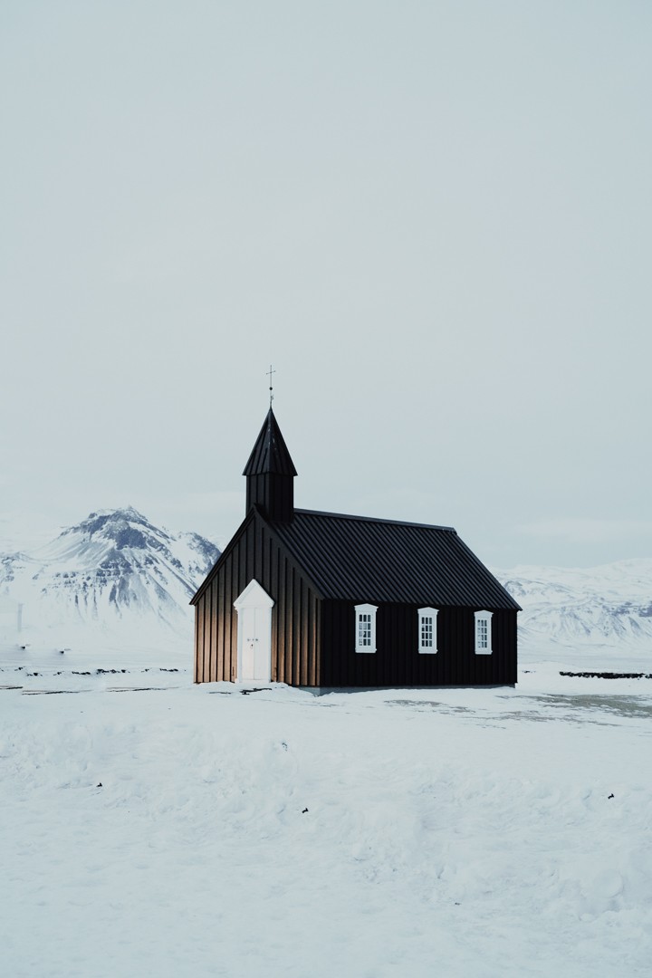 Iceland Black Church Winter
